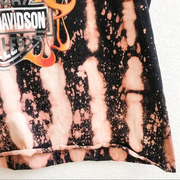 SOLD—Custom Harley Davidson Tie Dye Tank Top w/ Flames Graphic. Black, Large - Picture 4 of 13